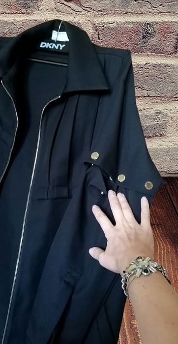 kurtka marynarka pudełkowa odpinane rękawy czarna