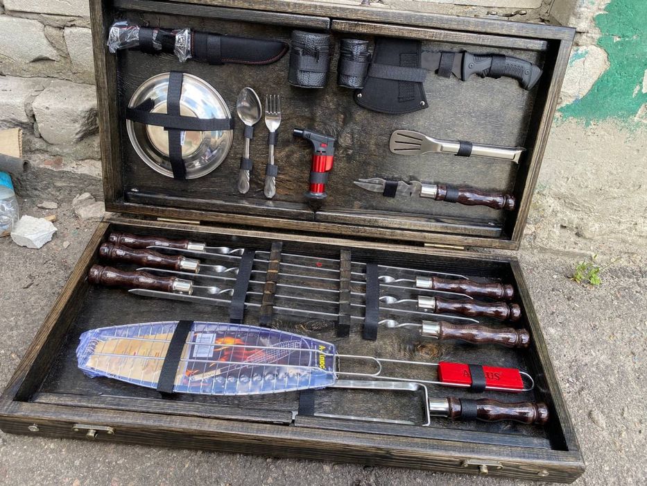 Набор шампуров в деревянном кейсе Лучший подарок вашему мужчине