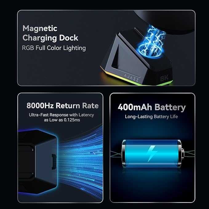 ‼️Ajazz AJ159PRO Black 8K мышка c док-станцией PAW3395‼️Гарантия‼️