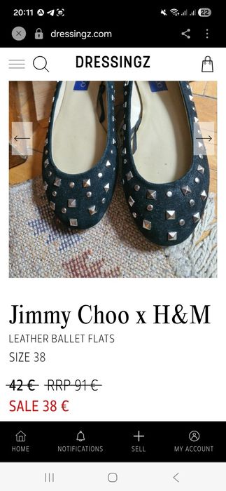 Шкіряні балетки Jimmy Choo× H&M р.40!