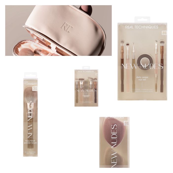 Real techniques набір пензлики для макіяжу повна колекція new nudes