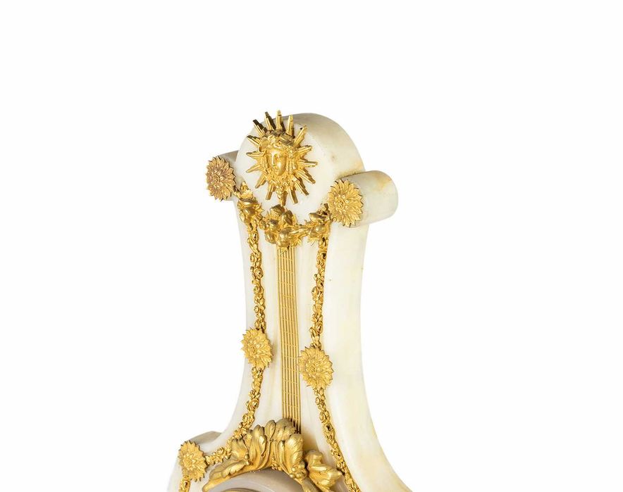 Relógio Pêndulo Mármore Branca Bronze Luís XVI, Século XIX