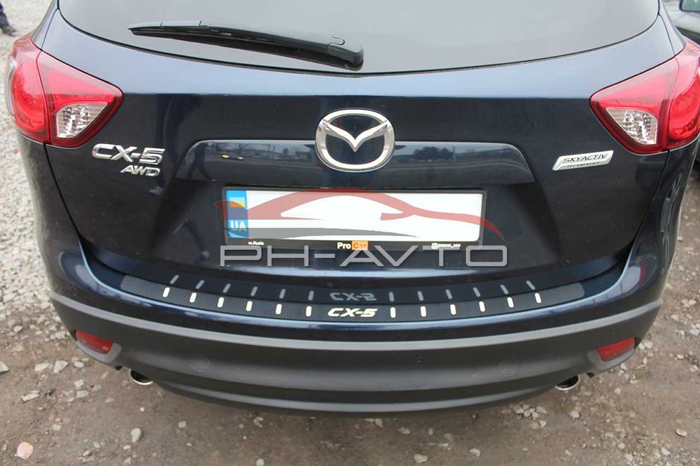 Накладка на бампер Mazda CX-5 CX5 2013-2017 2018+ Нержавійка + Карбон