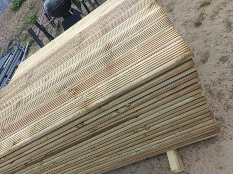 Nowa deska tarasowa ryflowana sosnowa 240x12x3 klasa A impregnowana