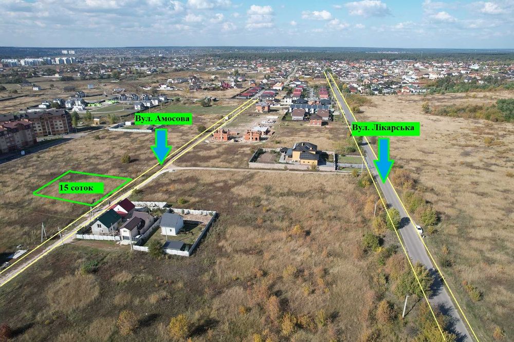 Білогородка продам ділянку 15 сот. масив Сонячний