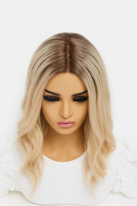 Topper syntetyczny bez grzywki , tupet, dopinka blond  z odrostem 45cm