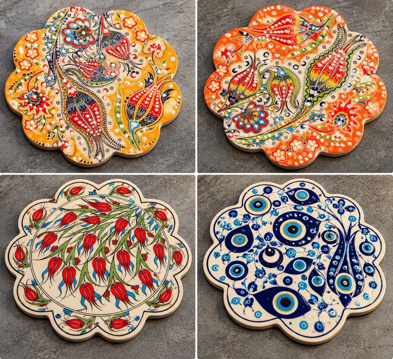 Oryginalne Tureckie podstawki  ceramiczne rozne kolory .