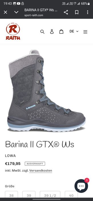 LOWA BARINA II Gore-Tex р 41 Оригінал! Зимові трекінгові черевики