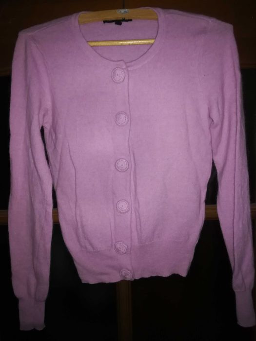 Rozpinany damski sweter S 36 wełna  angora kaszmir