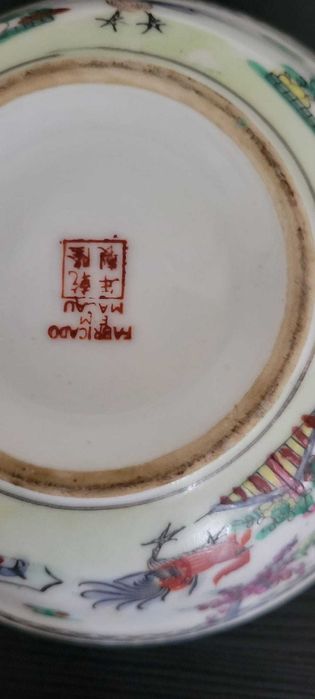 Taça/Prato em Porcelana de Macau - Decoração "Galo" - Pintado à Mão