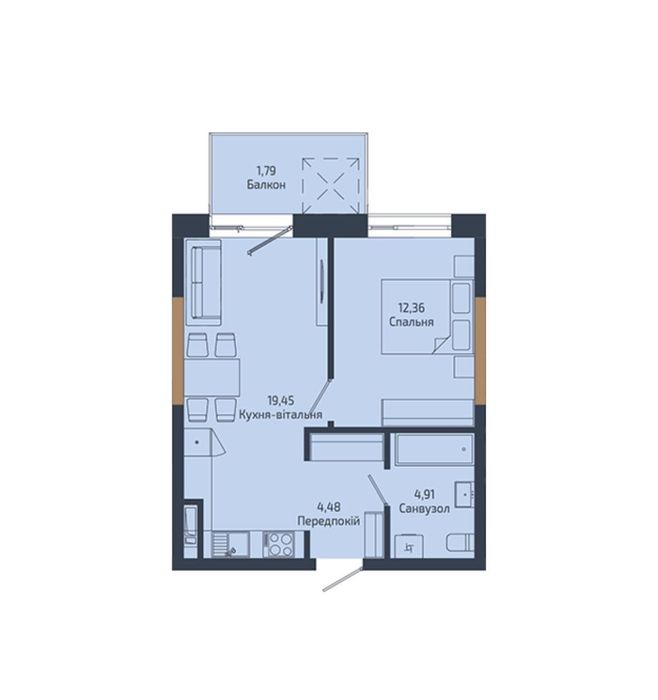 1-кімнатна квартира за адресою вул. Зелена (площа 43 м²) - Atlanta.ua - фото 3