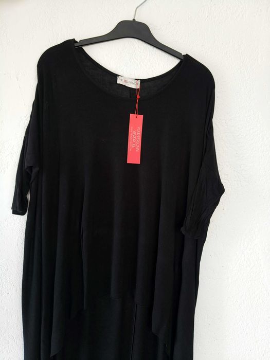 Tunika damska, asymetryczna, luźna, 3/4 rękaw, L/XL