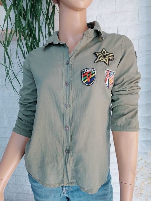 Bawełniana koszula damska khaki rozmiar S/10/38 Made in Italy