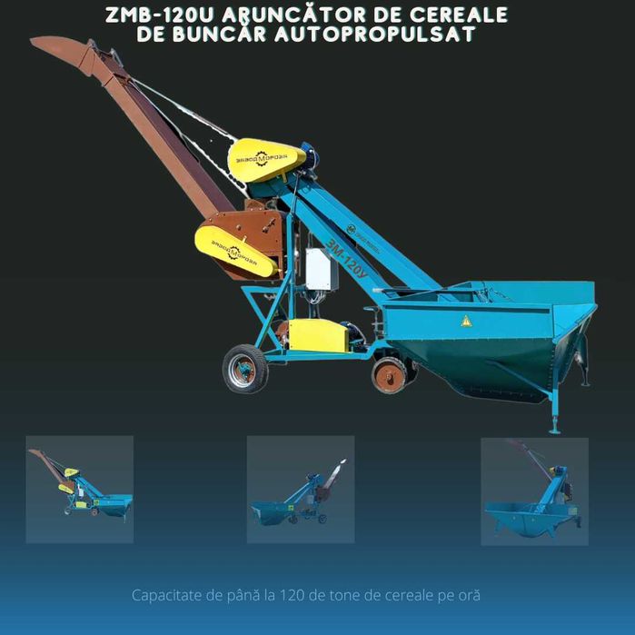 Зернометач самопересувний ЗМБ-120У «Булава», завантаження зерновозів