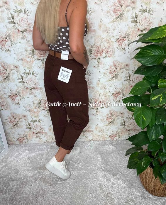 Brązowe Jeansy Balloon Skinny, XS  M. Sara
