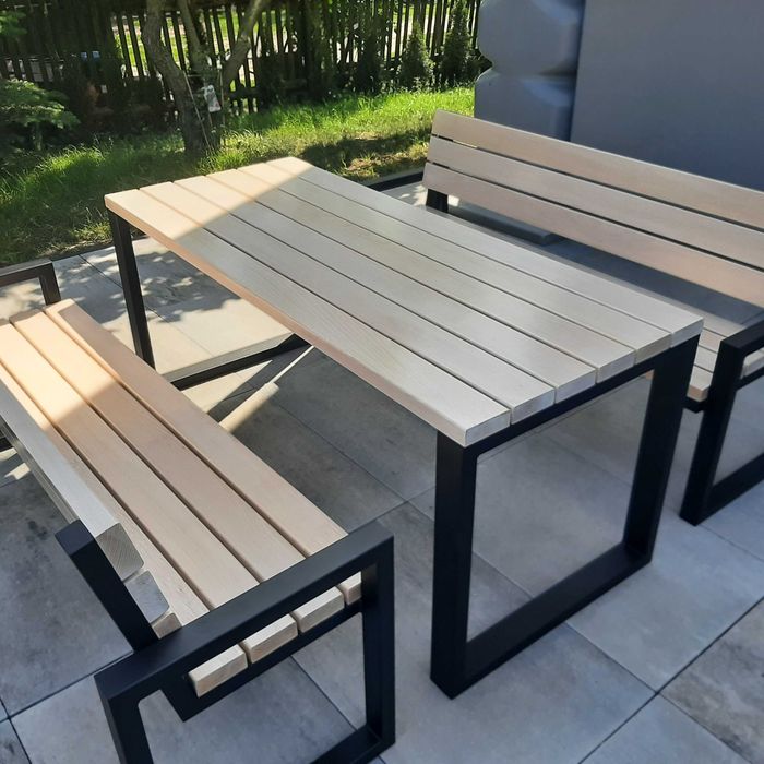 Stół ławka komplet Meble tarasowe na lata Gruba deska Bukowa Jakość