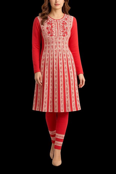Indian Pakistani Punjabi Woolen Winter Frock Suit, Anarkali Suit