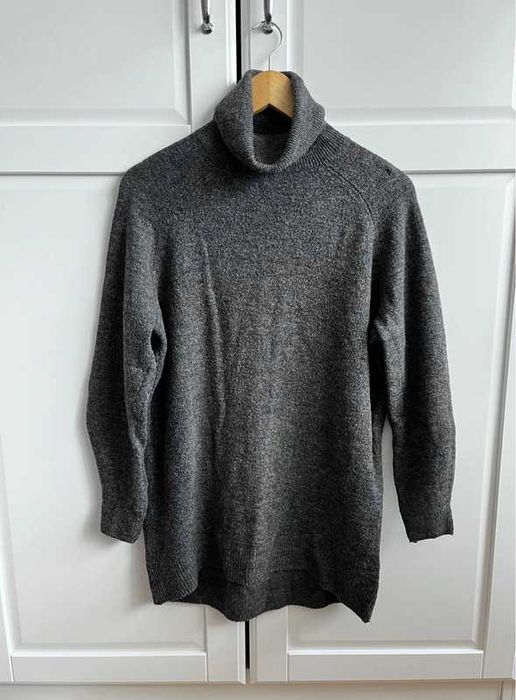 H&M XS 34 długi szary golf melanż