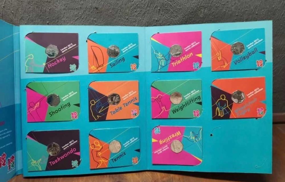 Rare 2012 - Olympics Full Set 29 Carded 50p Coins  collection .unc