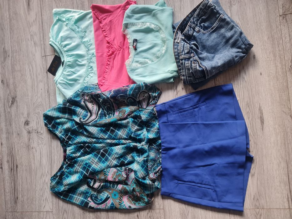Spodenki ZARA, kilka bluzek, jeansy, XS/M