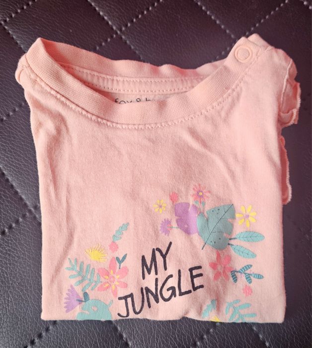 T-shirt dziewczęcy Fox&Bunny by Sinsay | rozmiar 62 | nadruk | stan bd