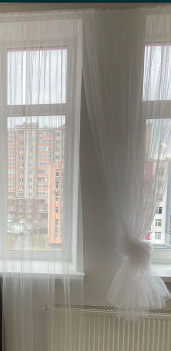 Нова ,готова тюль мікросітка на метраж , біла на шторній стрічці