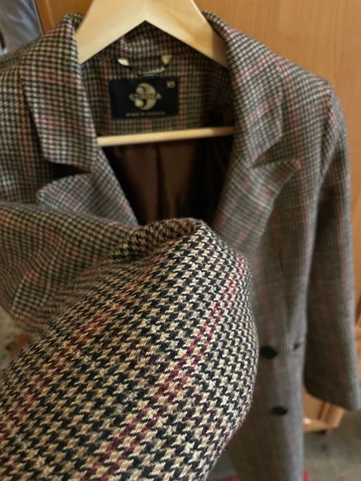 Пряме пальто в гусячу лапку