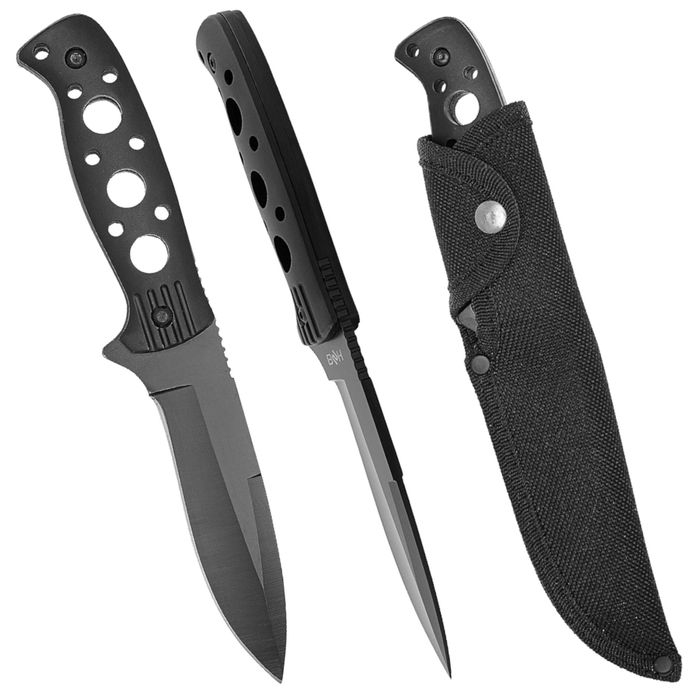 NOWY ⇒ Czarny nóż taktyczny full-tang survivalowy N-307b gerber ka-bar