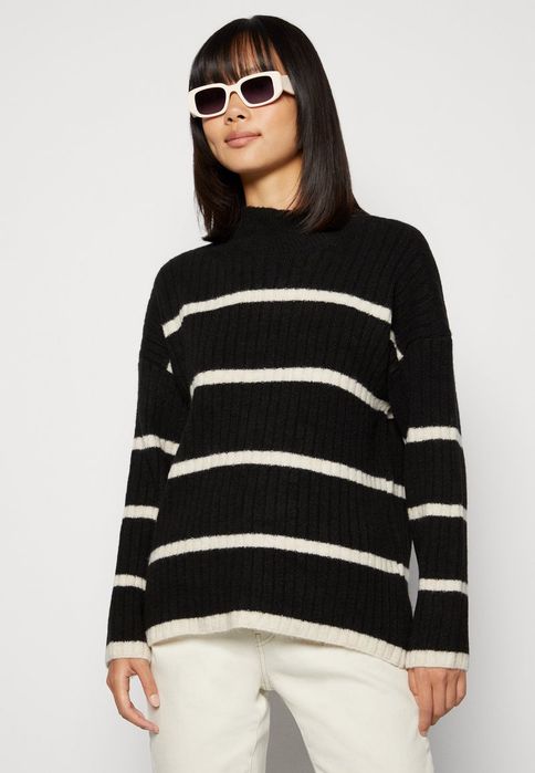 Sweter w paski z półgolfem Only M