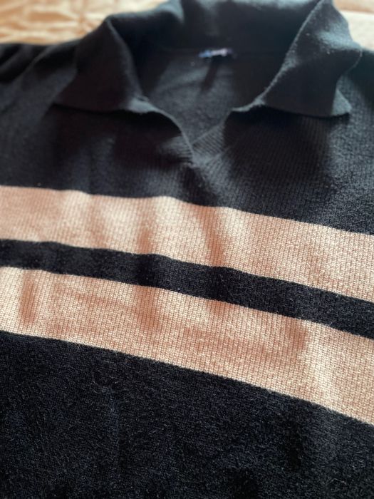 Camisola de malha preto e bege