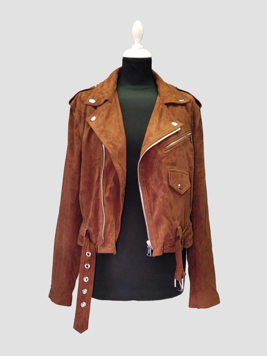 Polo Ralph Lauren Brown Goat Suede Biker Leather Jacket | Designer Outerwear