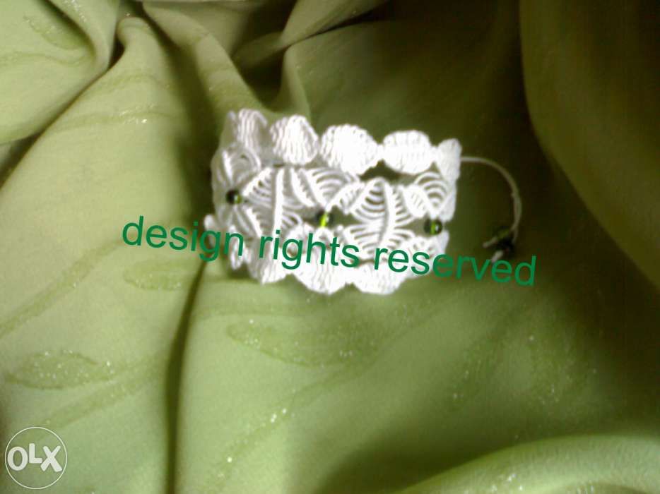 Bransoletka biała eko cepelia rękodzieło naturalna bawełna