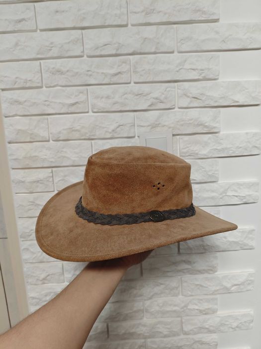 Ковбойський капелюх р. L чоловічий коричневий шкіряний шляпа мужская