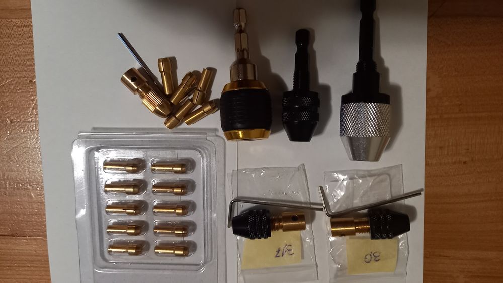 Патрон для мини-дрели (диаметр 3,0 и 3,17). Сверло ступенчатое