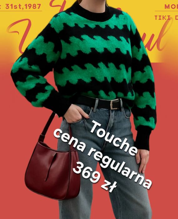 Zielony czarny sweter Touche