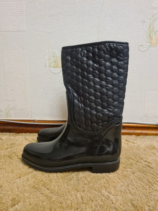 Сапоги жіночі резинові гума чорні на флісі 37 розмір