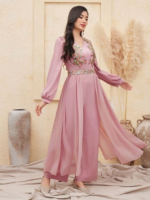 Kombinezon Elegancki W Stylu Arabskim Zdobiony Z Peleryną  Shein L 40