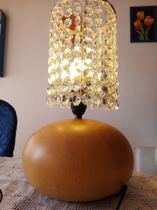 Candeeiro base pesada madeira, abajur handmade