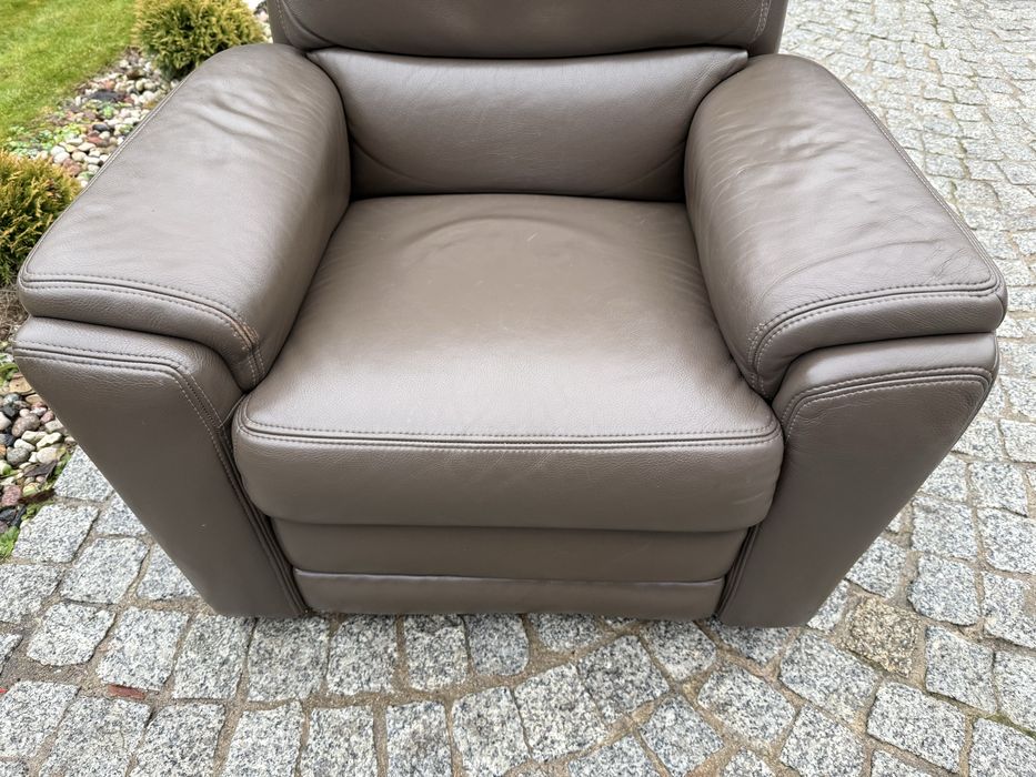 fotel rozkładany relaksacyjny z funkcją relax TV skóra naturalna