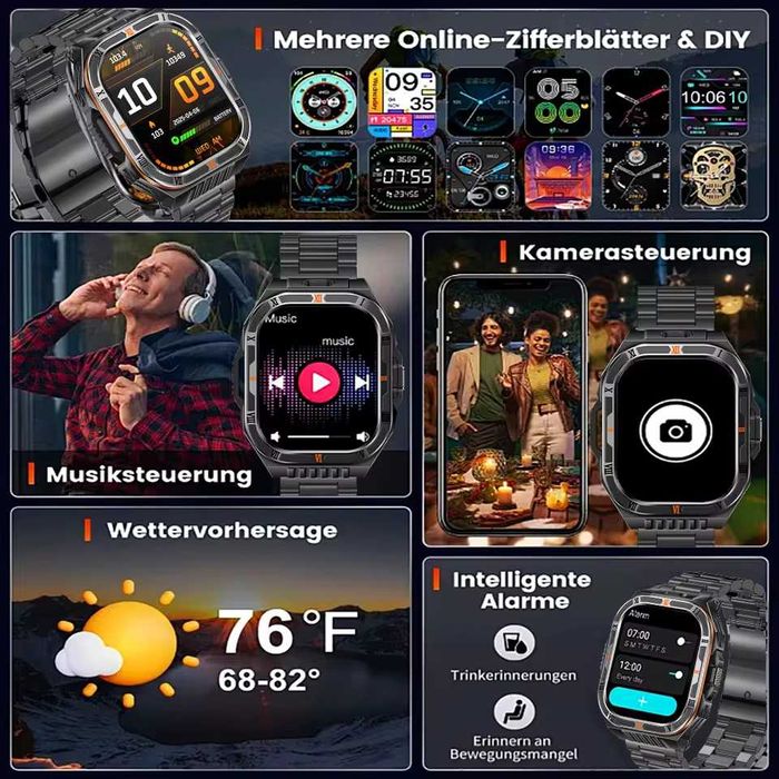 Смарт часы: VWAR HT38 PRO. NFC. Compass. 3D-меню. 1100mAh. LED-фонарик