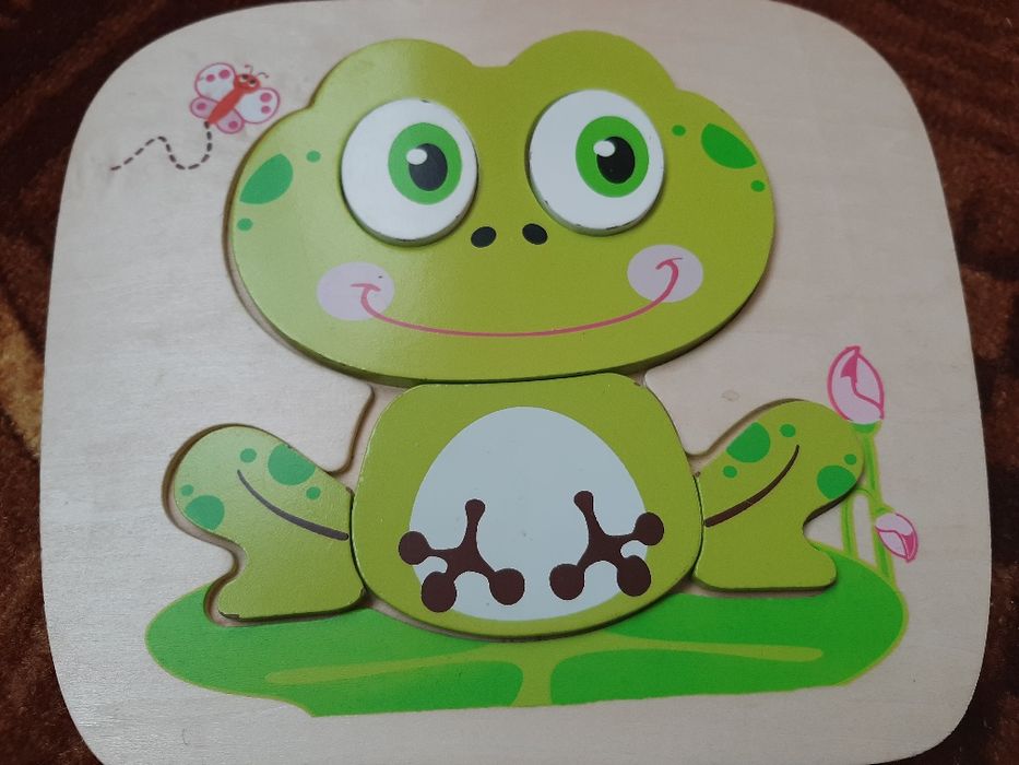 Układanka drewniana żaba żabka drewniane puzzle