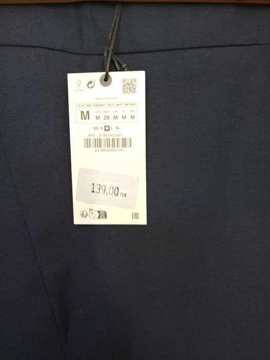 Granatowe spodnie kopertowe Zara M