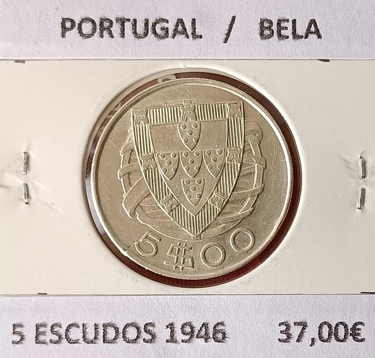 Moeda 5 Escudos Prata 1946 da 2ª República Portuguesa (Emissão Anual)