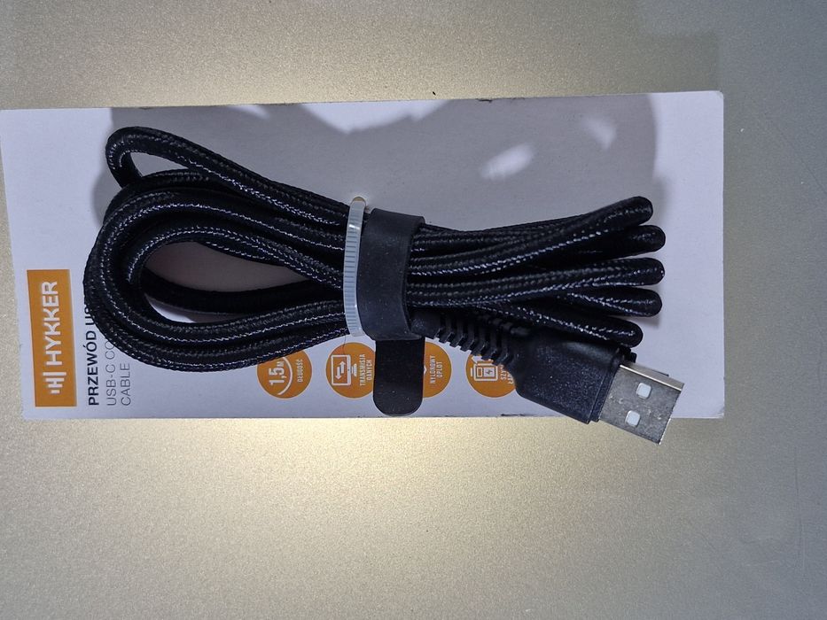 Kabel USB-A do USB-C Hykker 1.5 m Czarny Nylon