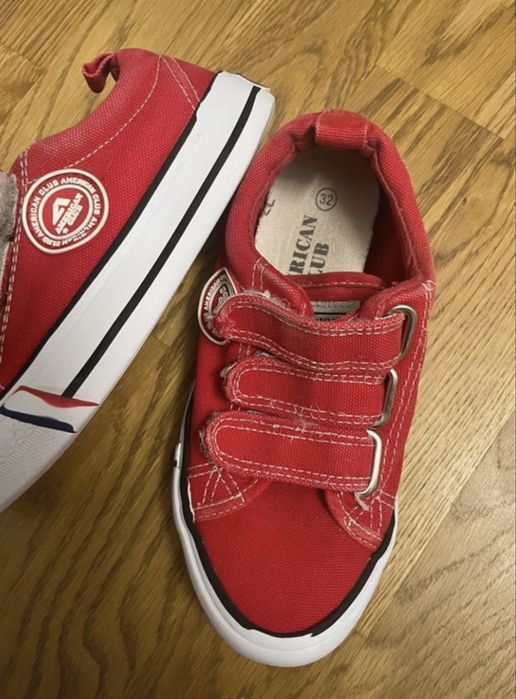 Czerwone trampki dziecięce na rzepy American Club 32