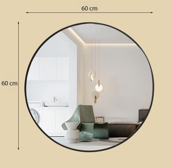 Lustro Łazienkowe Ścienne Okrągłe 60x60 Nowoczesne Loft Industrialne