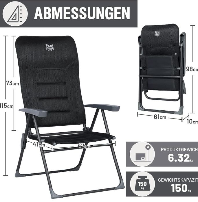2 sztuki-Krzesło ogrodowe, turystyczne, 7 pozycji regulacji oparcia,