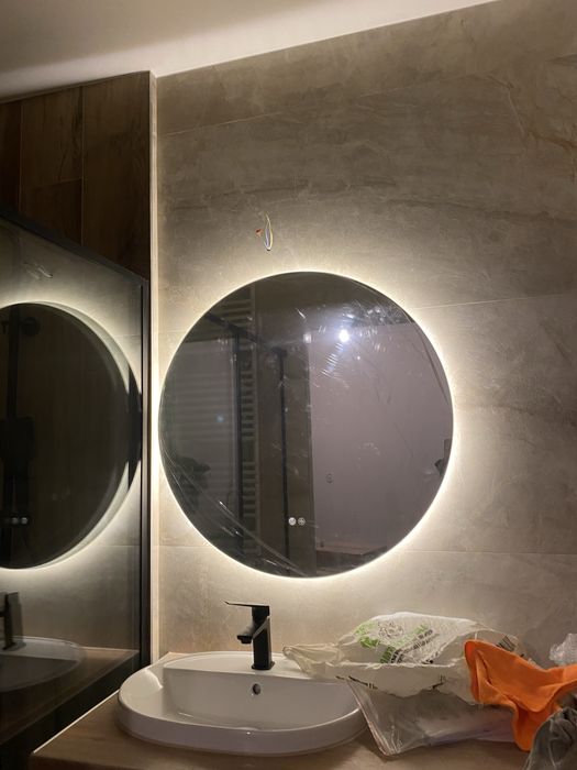 Lustro led leroy merlin 80 cm srednica jak nowe (w folii)