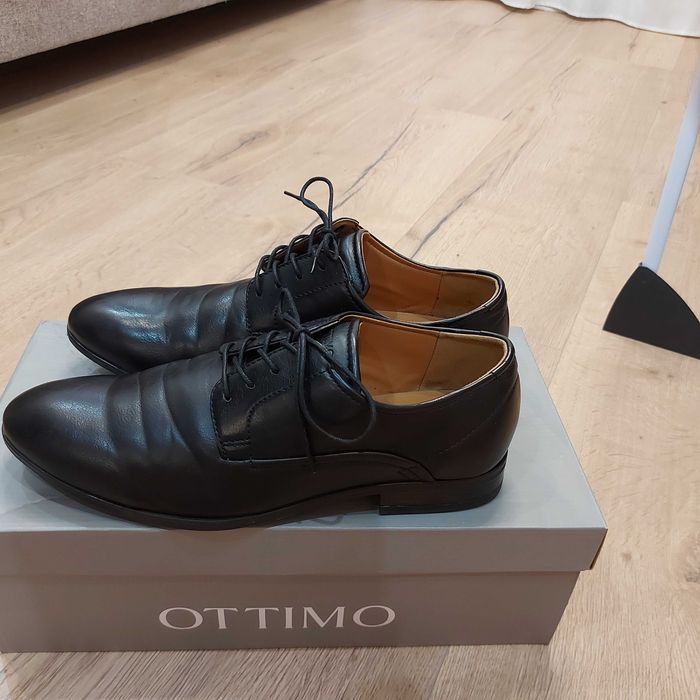 pantofle eleganckie czarne OTTIMO r.41 dł.wkł. 28cm idealny