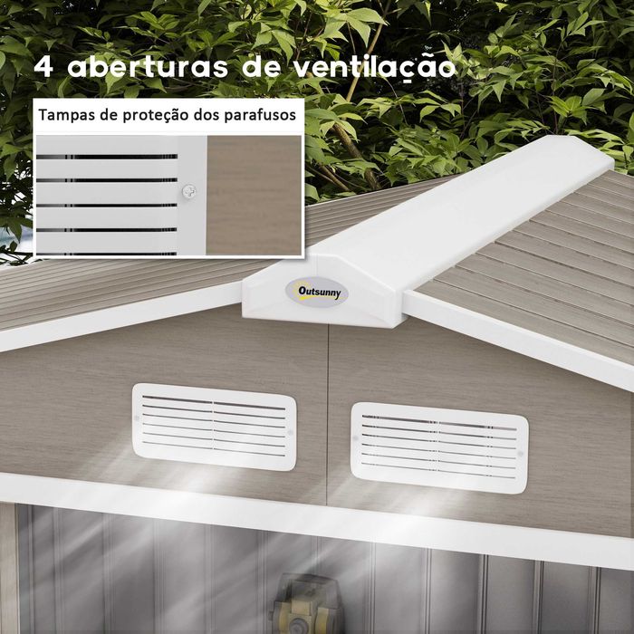 Abrigo de Jardim em Aço 213x130x185 cm – Porta Dupla e Ventilação